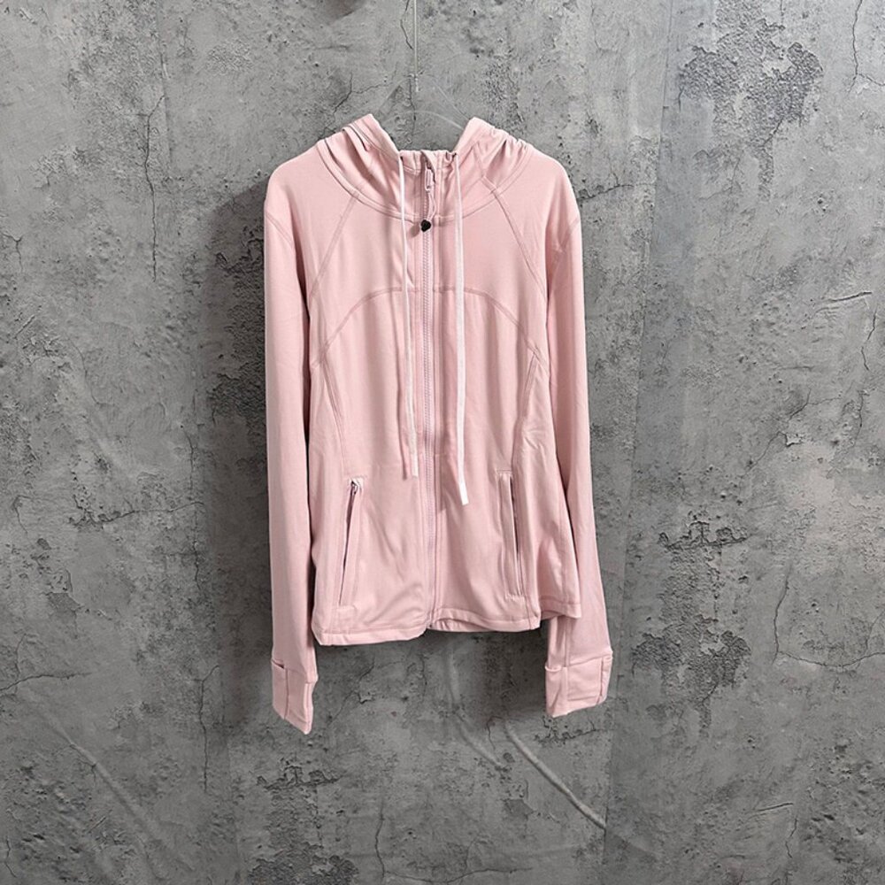 Lululemon Athletica Pink Hooded Zip-Up Jacket With Drawstring